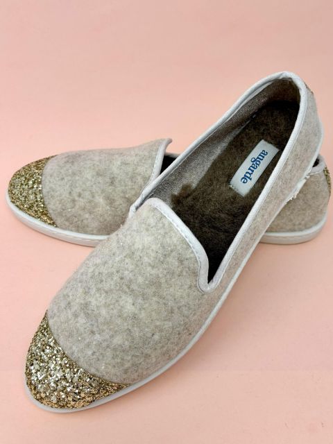 Chaussons en laine recyclée Beige Sparkling (femme)