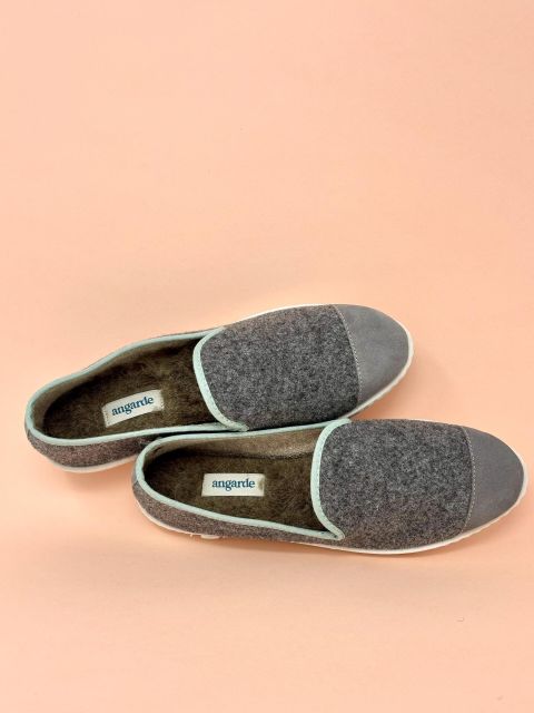 Chaussons en laine recyclée Grey Green (femme)